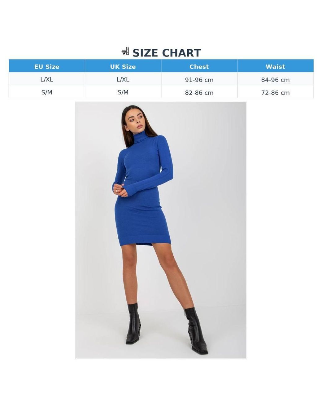 Love Lace Blue Slim Fit Turtleneck Long Sleeve Jumper Dress