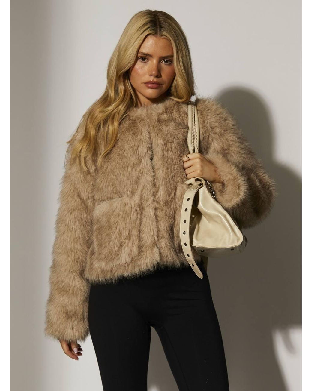 South Beach Brown Faux Fur Double Pocket Jacket
