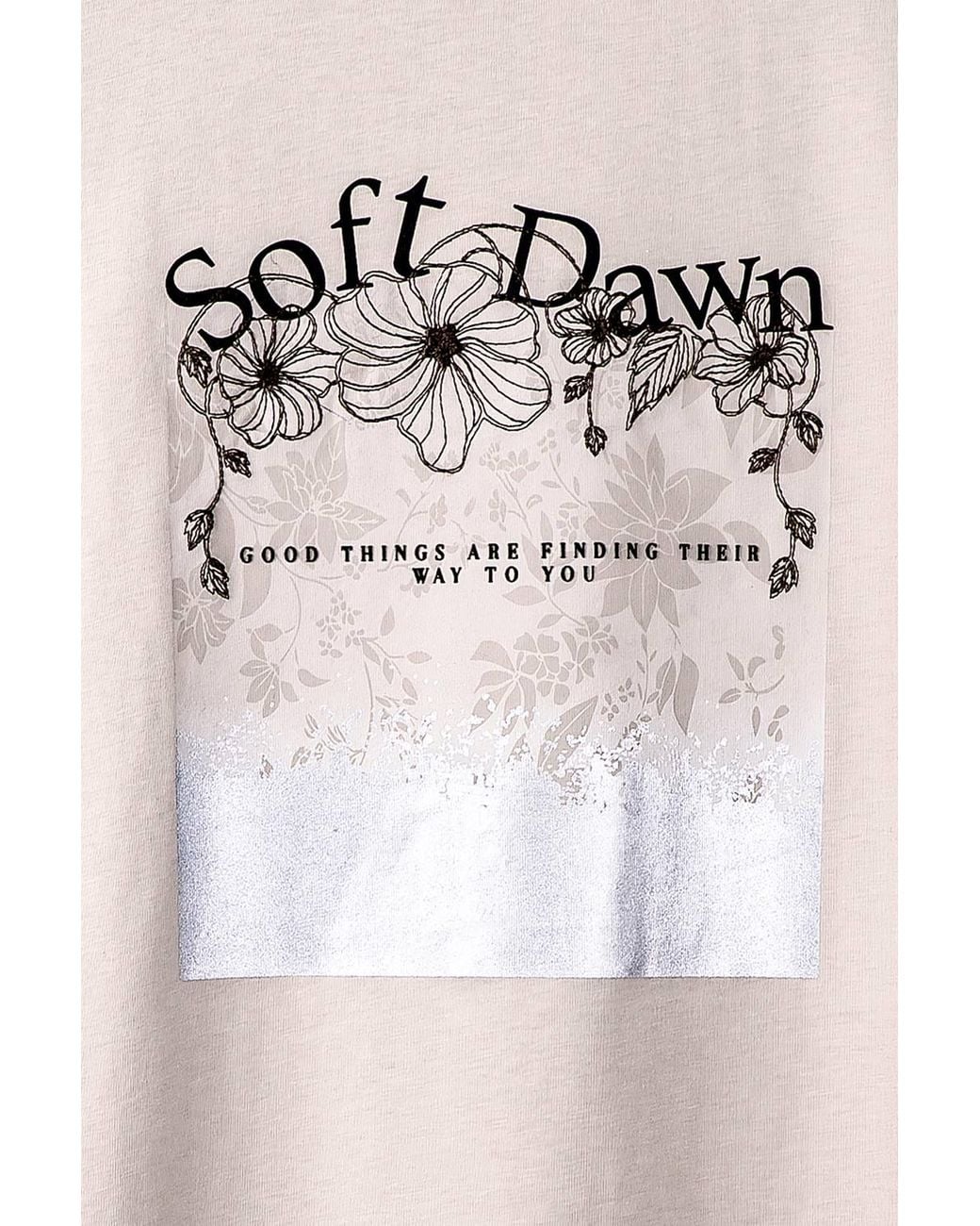 Enorsia Brown Mix Media Graphic Oversized T-Shirt