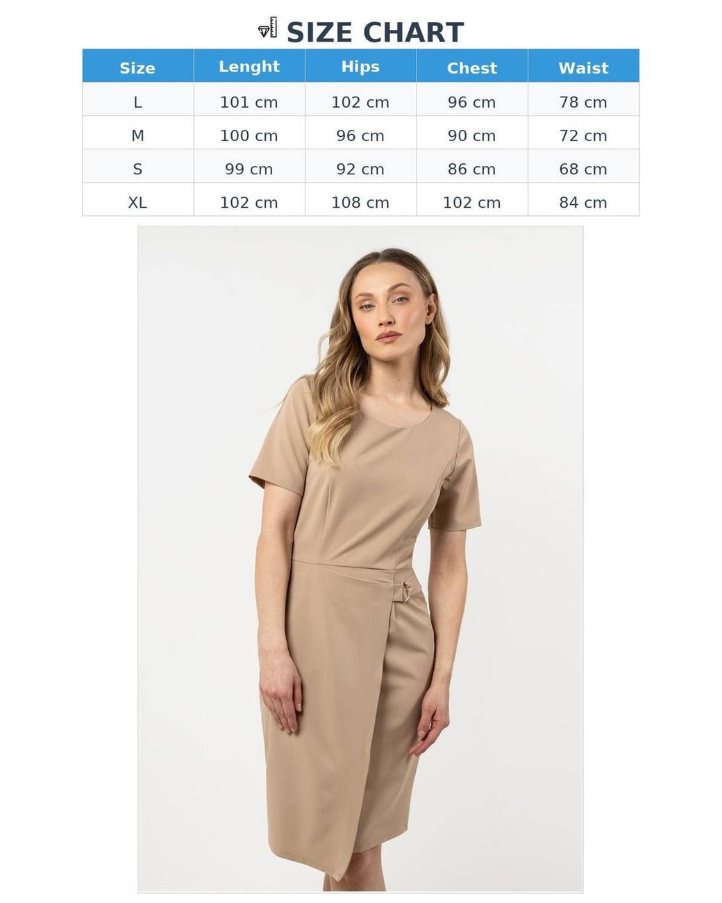 Love Lace Natural Pencil Dress With Asymmetrical Hem Detail