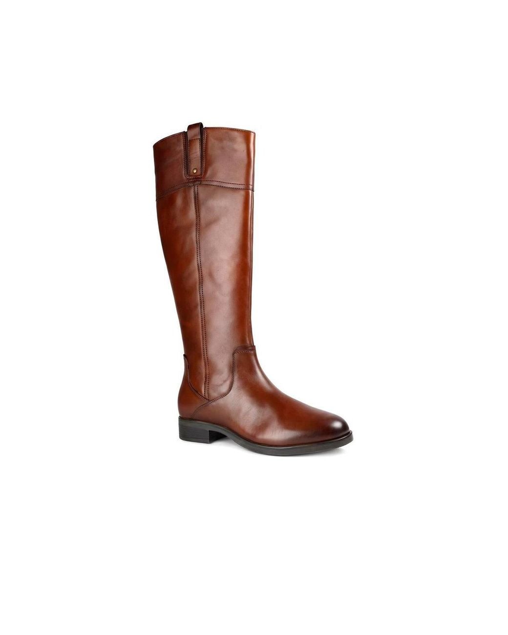 Pavers White Slim Calf Fit Leather Zip Up Long Boots
