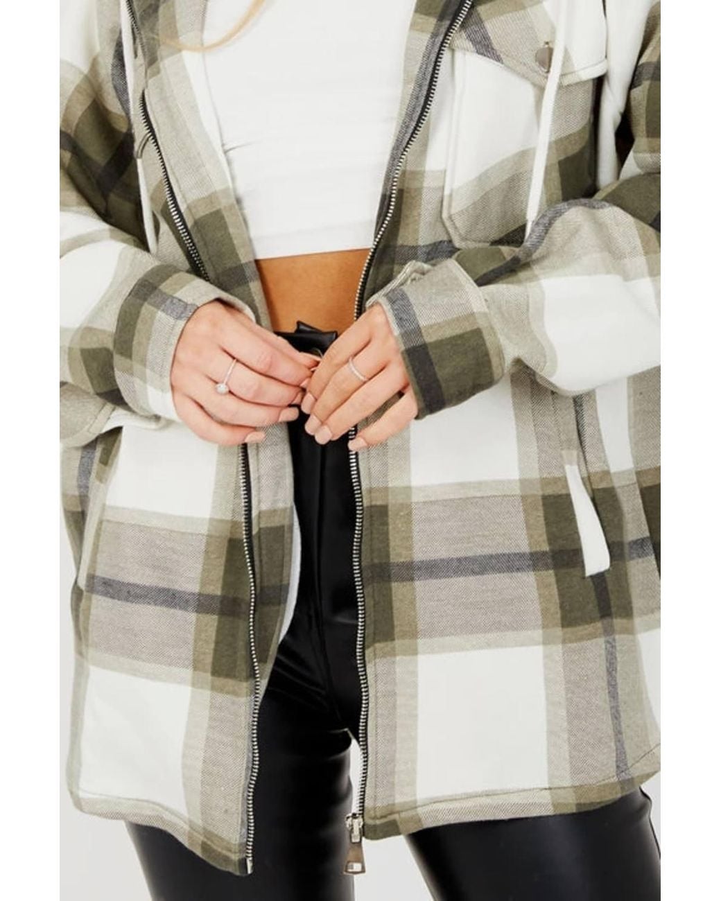 Stylewise Green Thick Checked Shacket