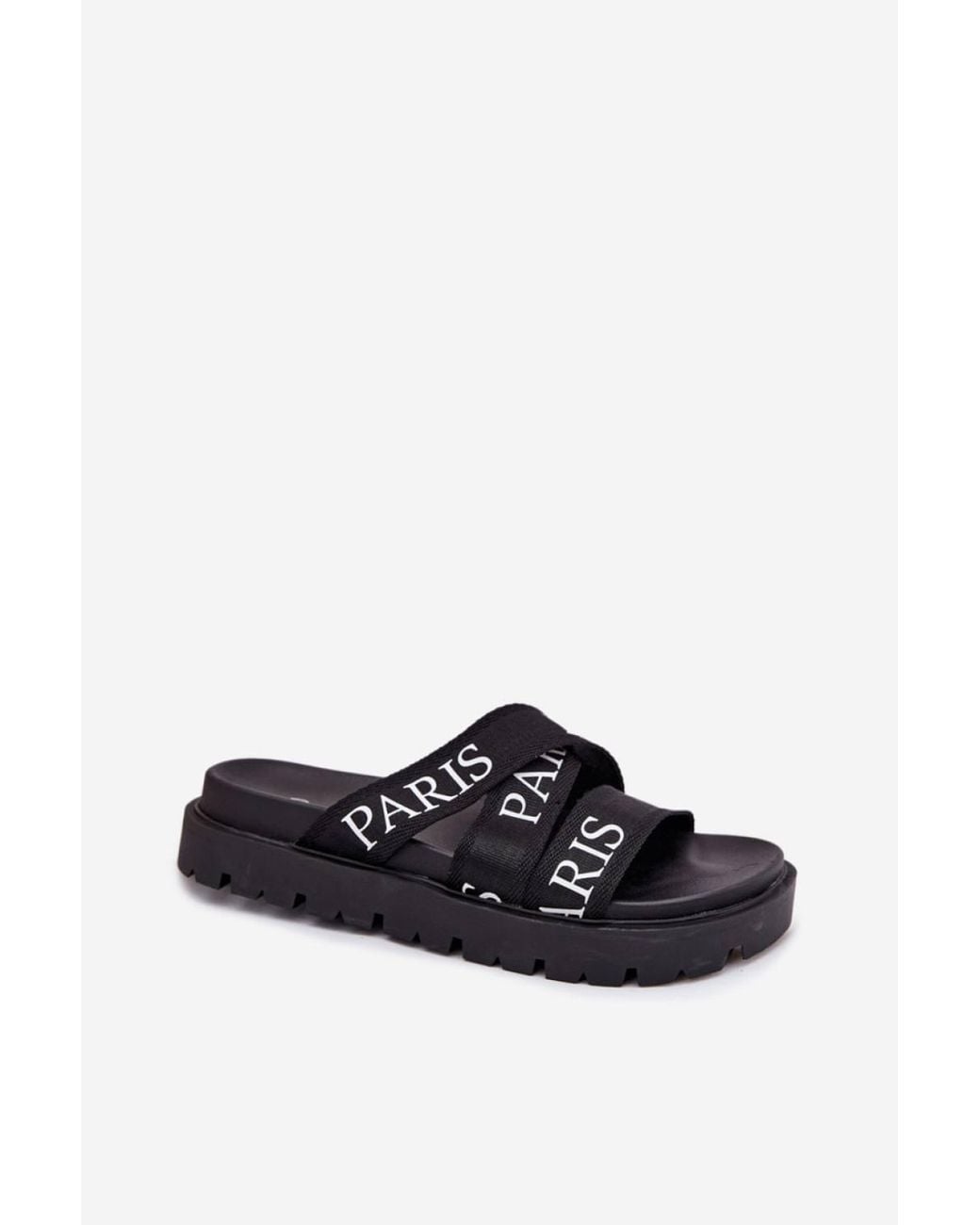 Love Lace White Fabric Strap Platform Sandals With Paris Print For Summer