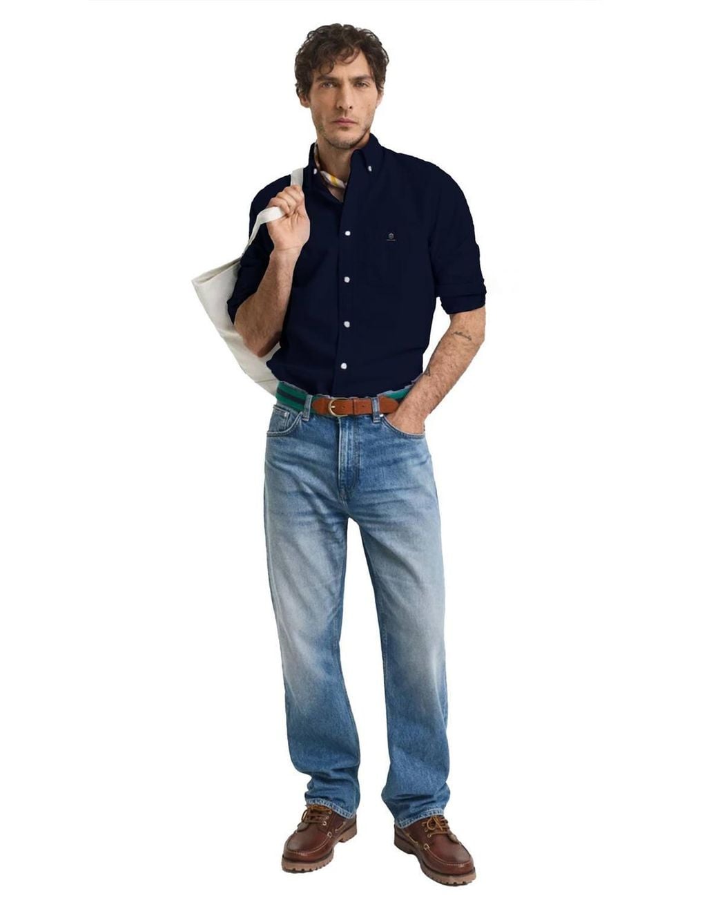 Enzo Blue Regular Fit Oxford Shirt for men