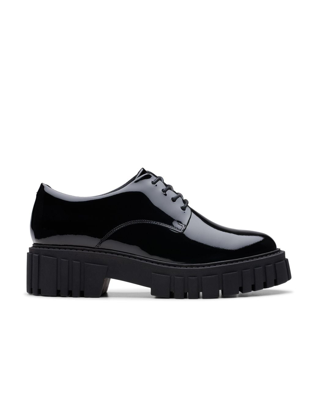 Clarks Black Page Walk Patent Derby Shoes