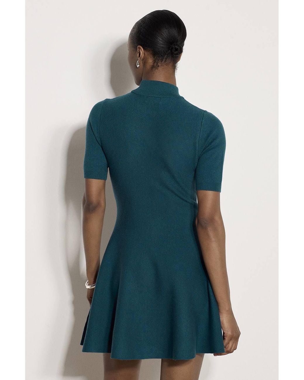 Apricot Blue Fit & Flare Ribbed Knit Mini Dress
