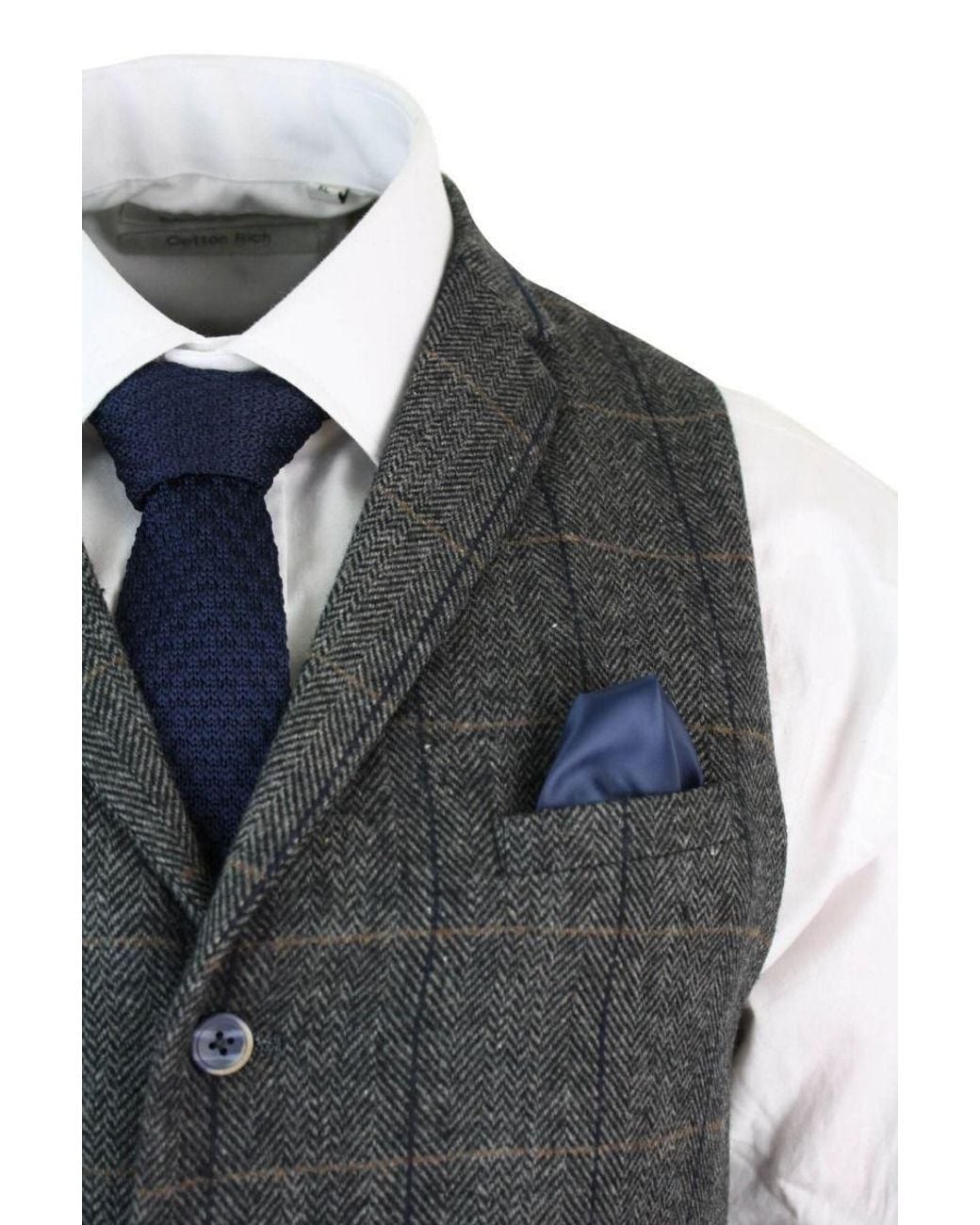 Infinity Leather Black 3 Piece Check Tweed Herringbone Vintage Classic Suit for men