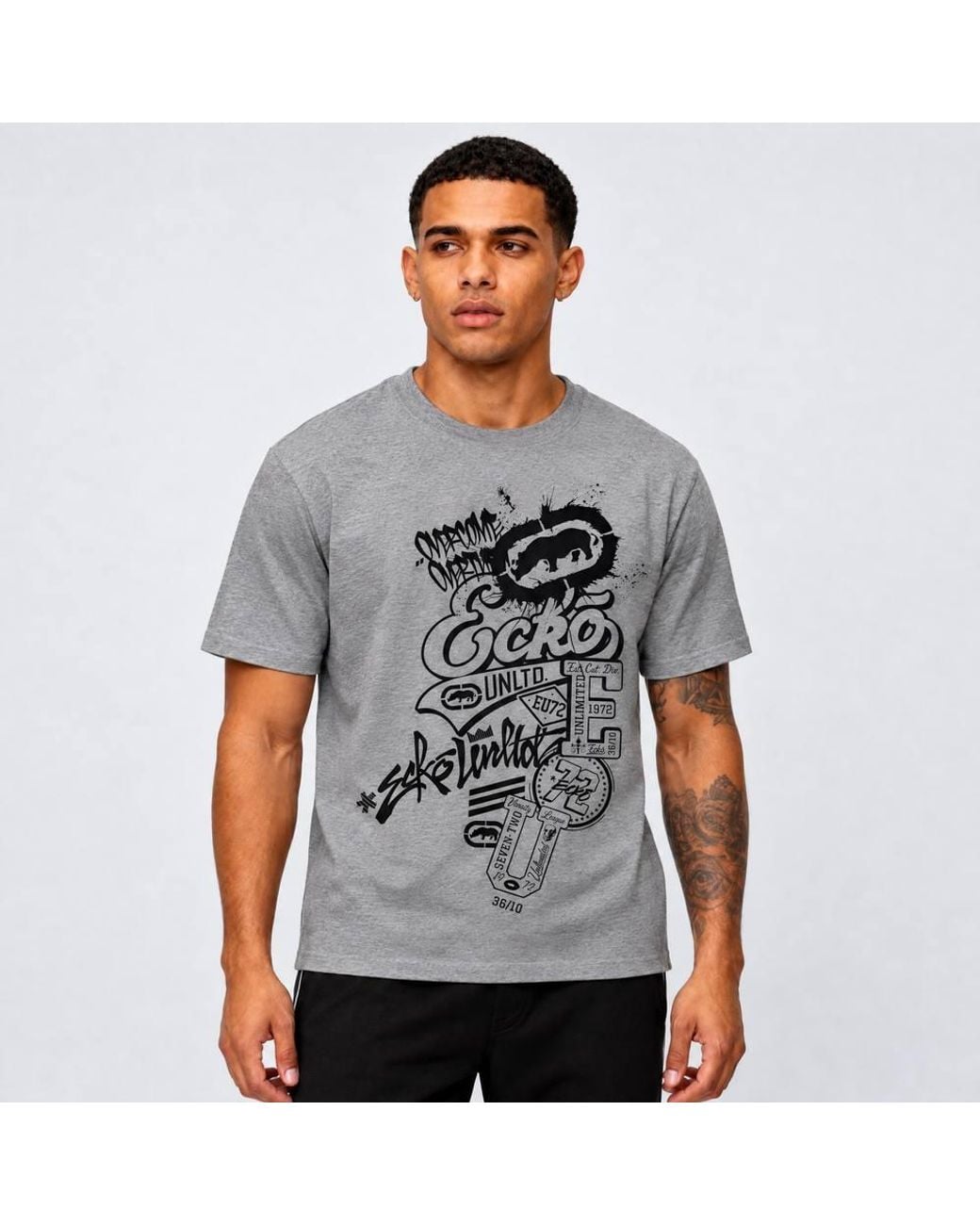 Ecko' Unltd Gray Logo'D Up T-Shirt for men