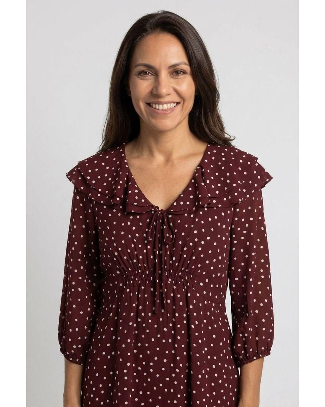 Izabel London Red Polka Dot Print Ruffled Midi Dress