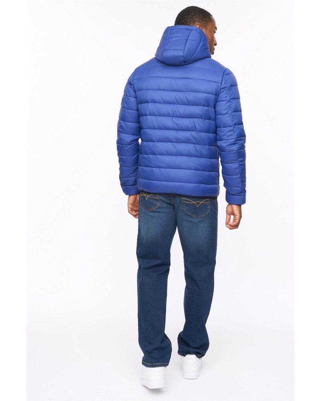 Crosshatch Blue Gattering Lightweight Hooded Quilted Puffer Jacket for men