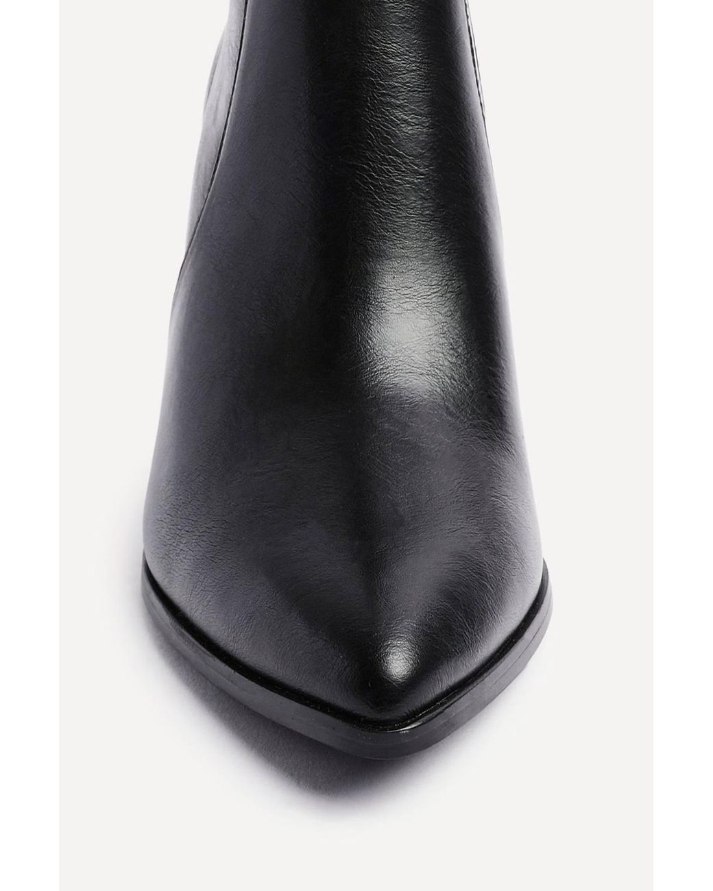 Linzi Black Advance Faux Stretch Leather Heeled Ankle Boot