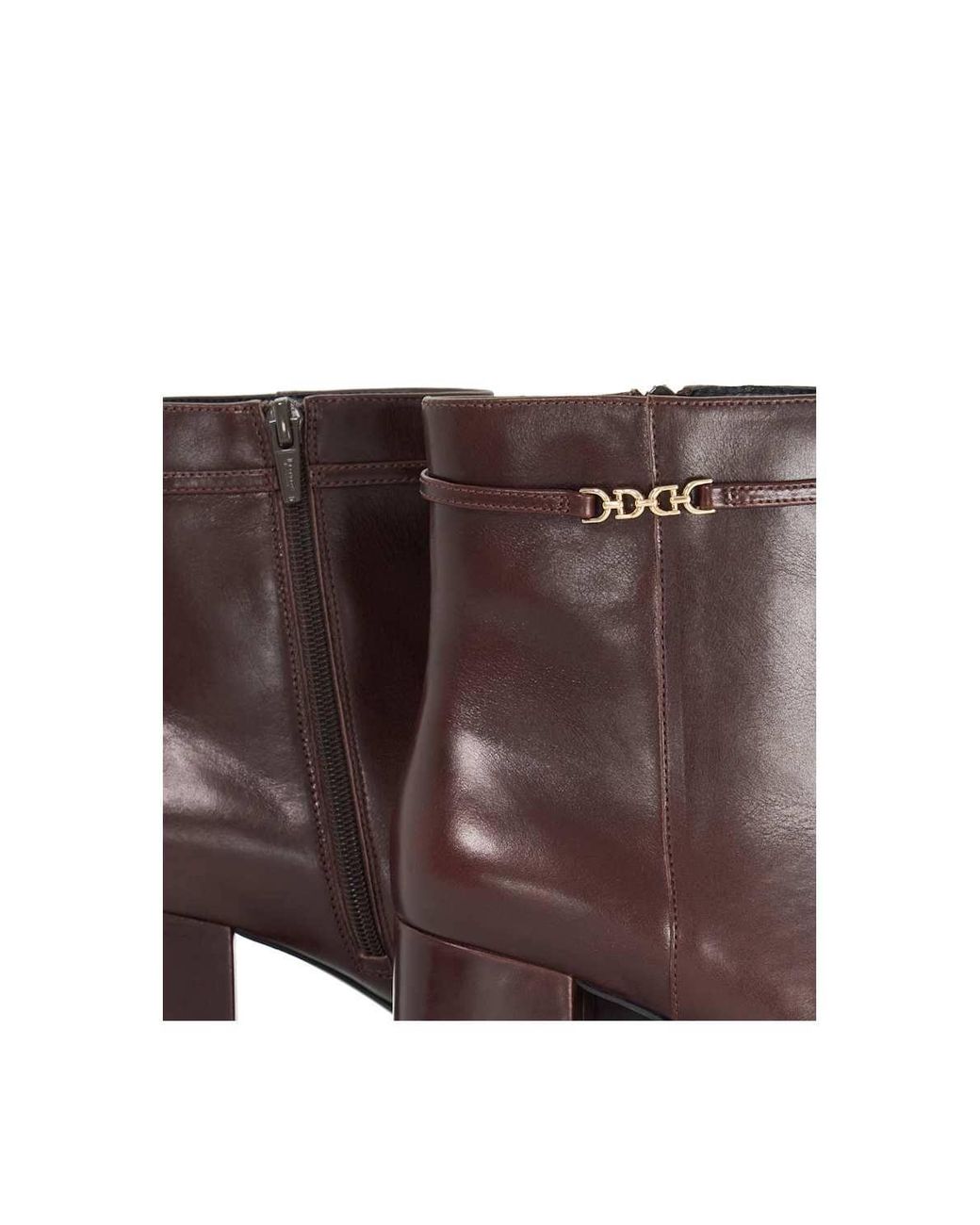 Dune Brown Wide Fit 'Oaklee' Leather Ankle Boots