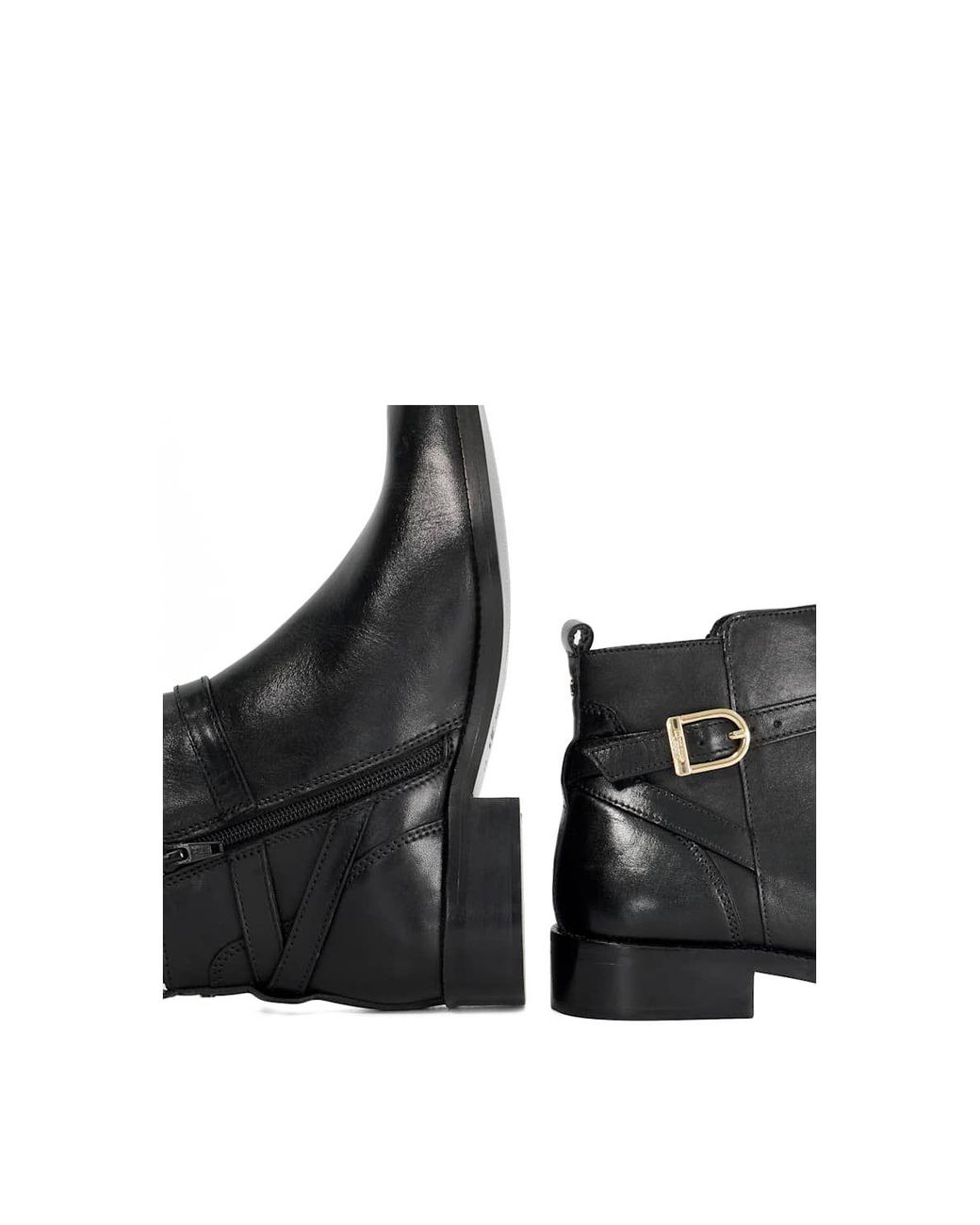 Dune Black Wide Fit 'Pemma' Leather Ankle Boots