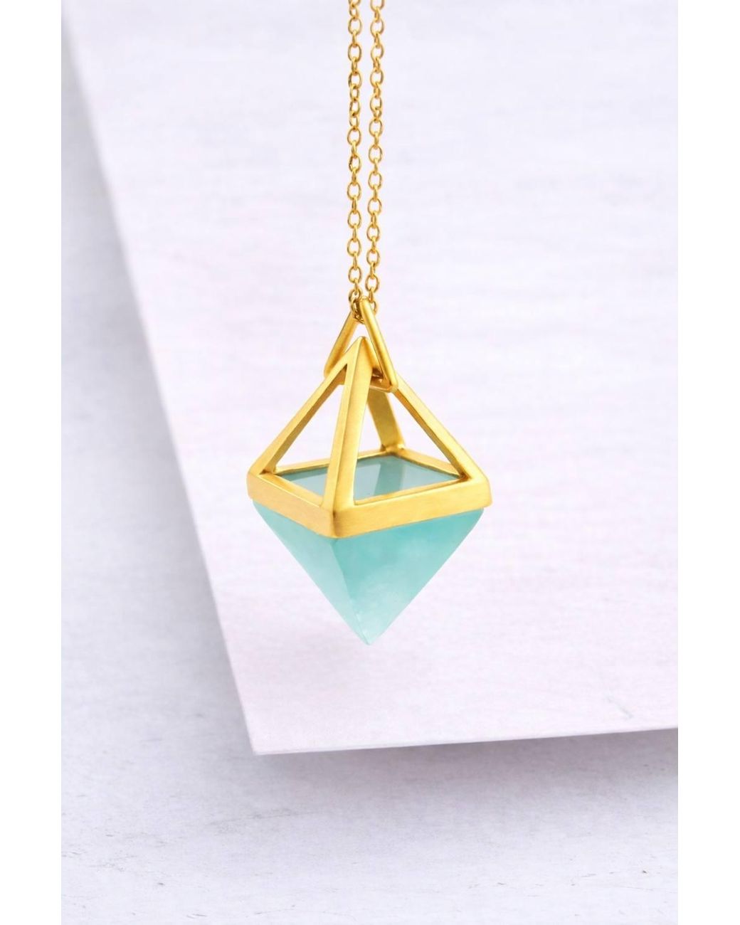 Otis Jaxon London Black Geometric Multi Gemstone Pyramid Necklace
