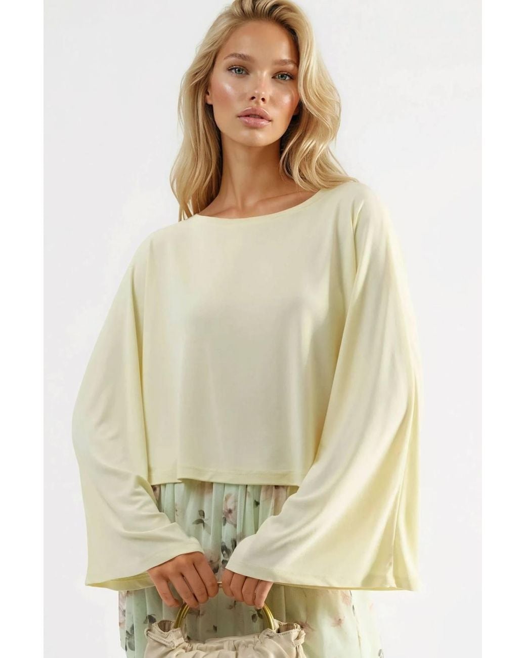 Busem Natural Loose Fit Boat Neck Blouse