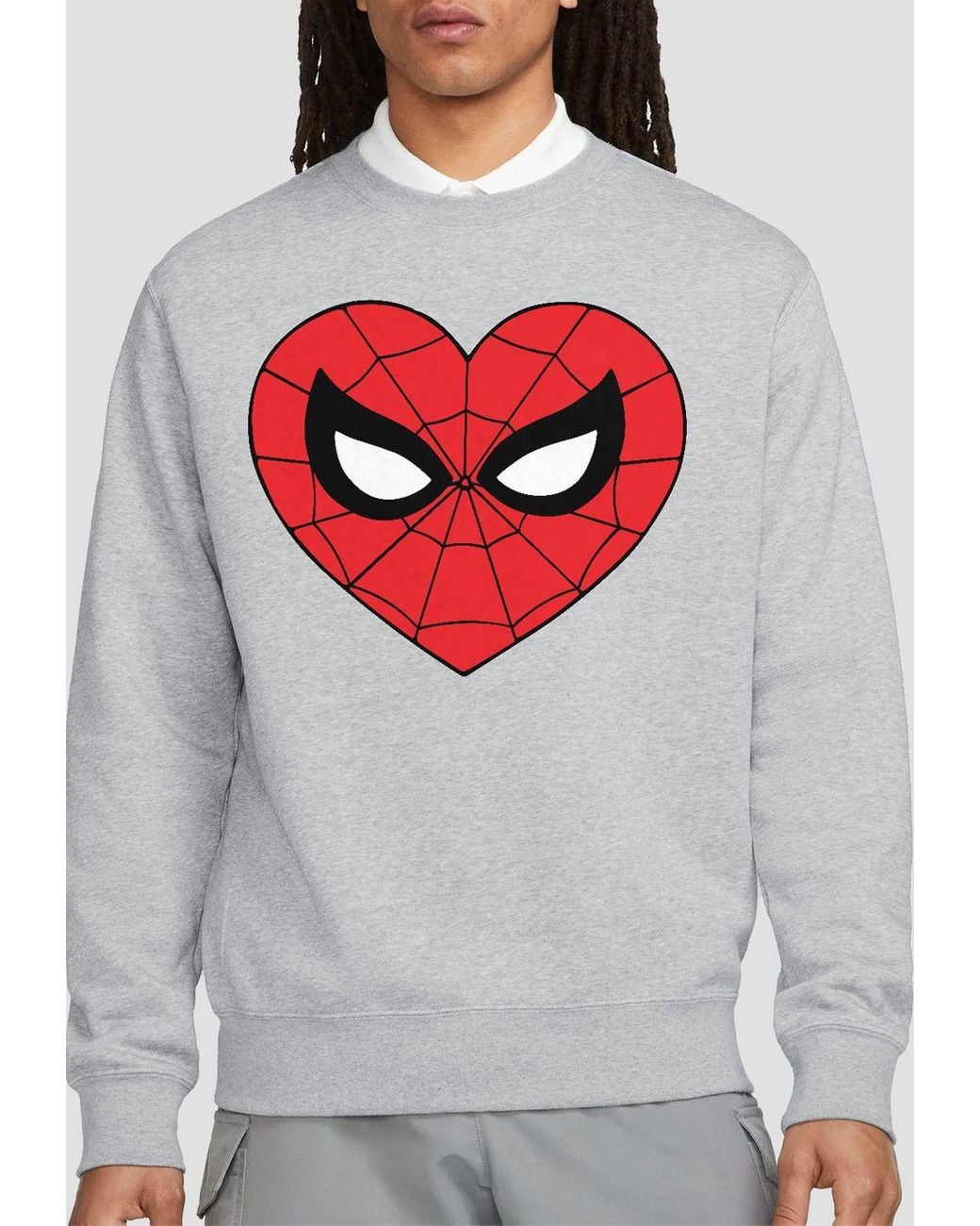 Marvel Gray Spiderman Classic Heart Sweatshirt, Athletic Heather