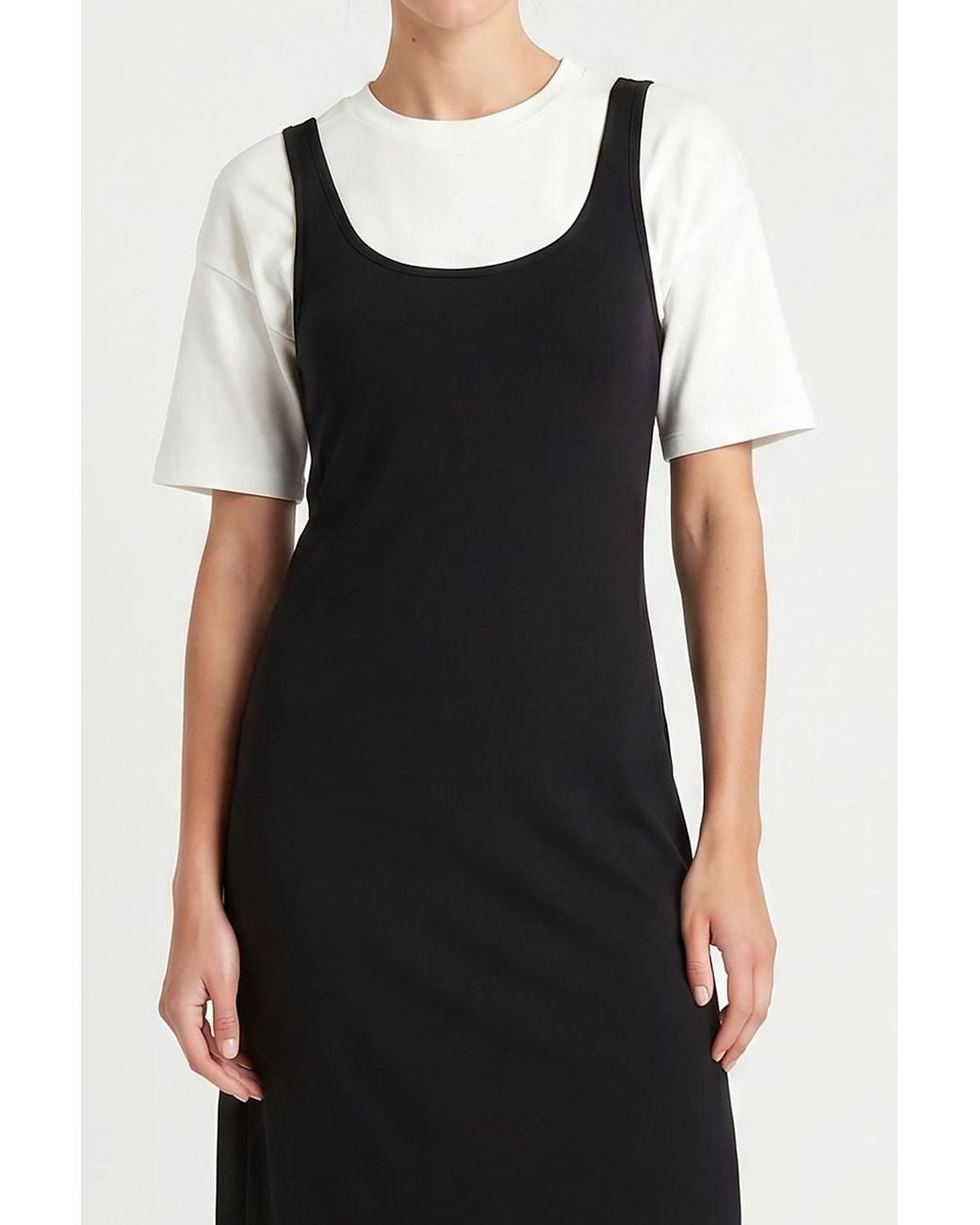 Happiness İstanbul Black Sleeveless Midi Jersey Slip Dress