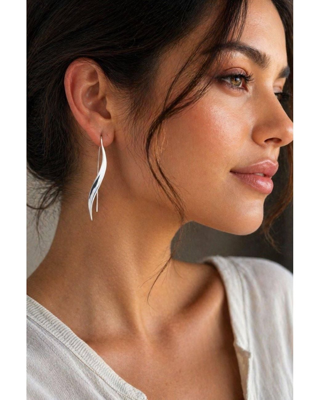 Otis Jaxon London Brown Sterling Long Wave Drop Earrings