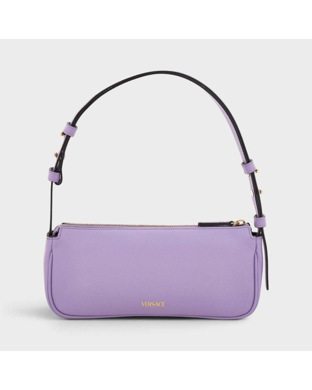 Versace Purple La Medusa Leather Handbag