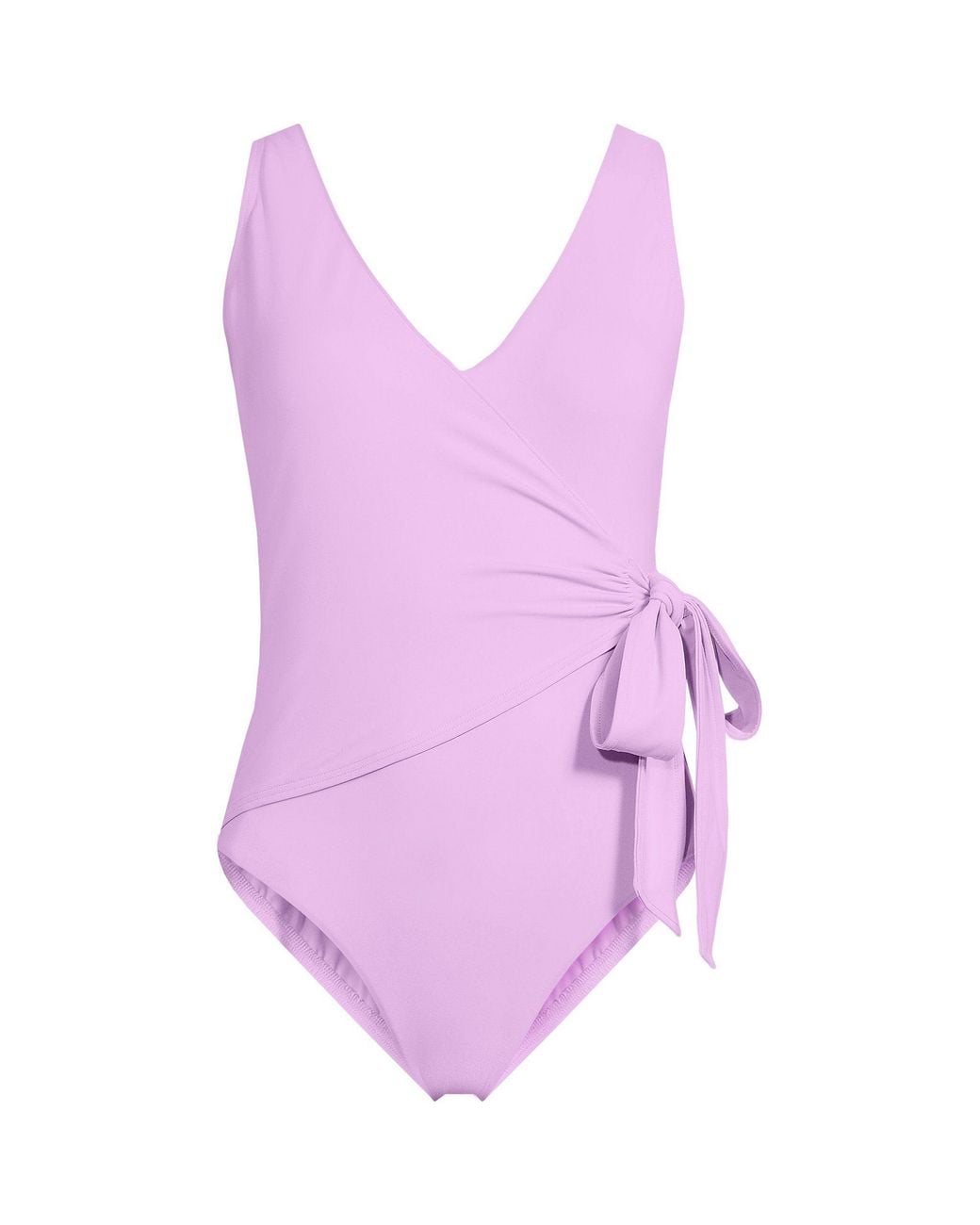 Lands' End Purple Side Tie Wrap Swimsuit, High Leg
