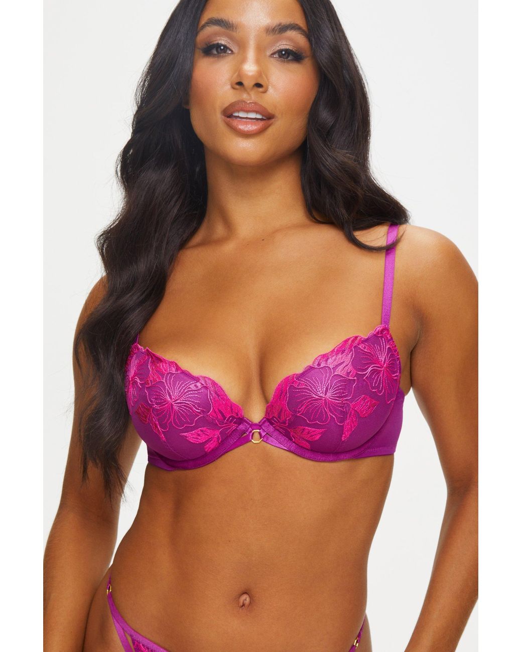 Ann Summers Worshipped Padded Plunge Bra in Purple