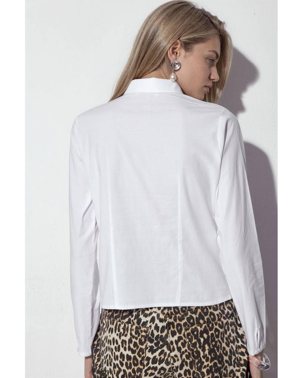 Bigdart White Fitted Poplin Button-Up Short Shirt