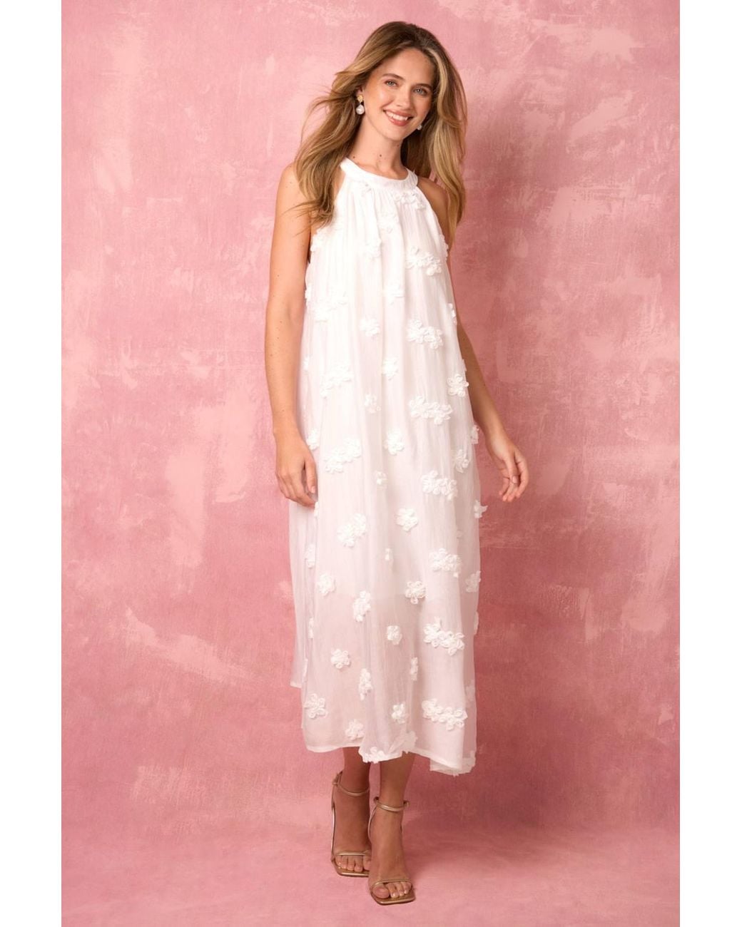 Blue Vanilla Natural Sleeveless Turtleneck Maxi Dress
