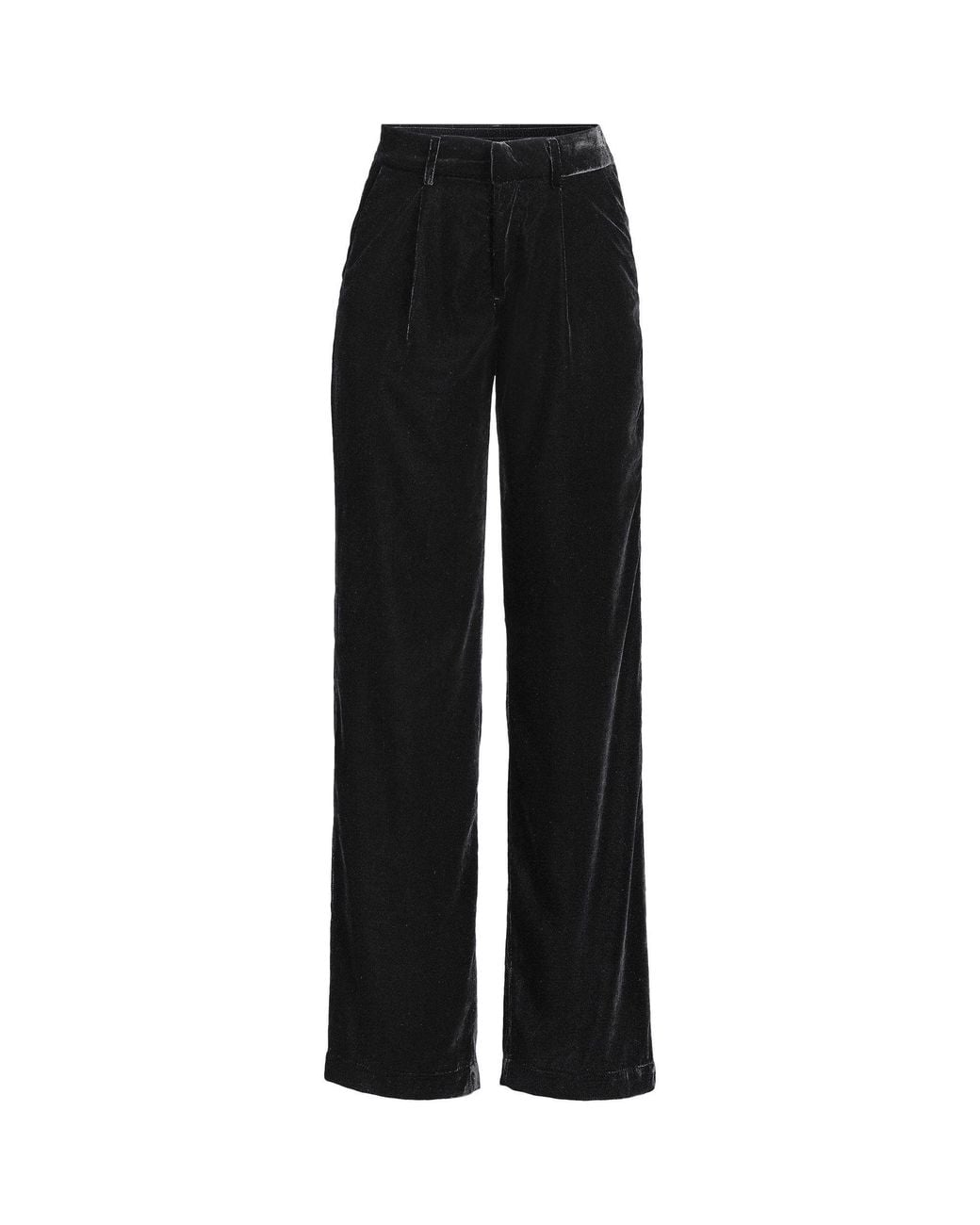 Lands' End Black Wide Leg Velvet Trousers