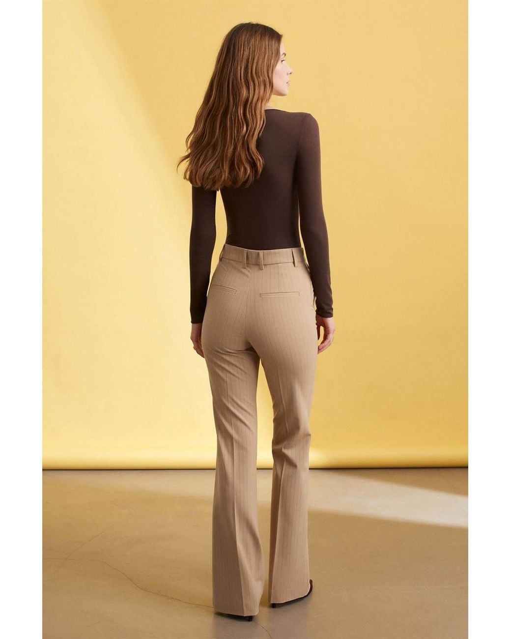 Dilvin Yellow High-Waist Wide-Leg Trousers