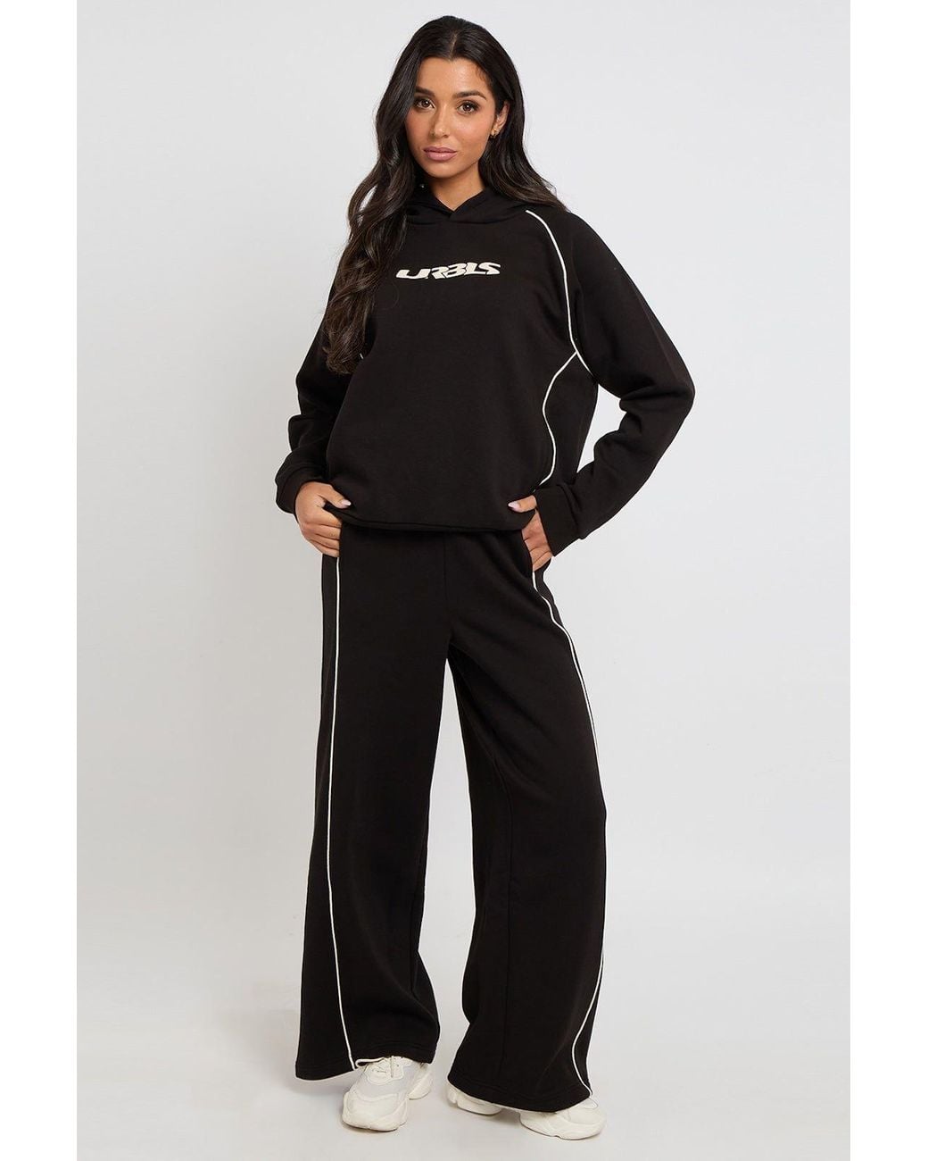 Urban Bliss Black Piped Wide Leg Joggers