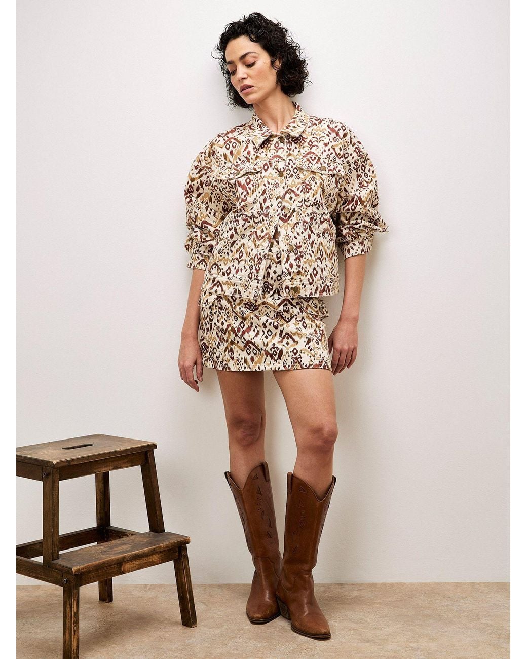 Apricot Natural Ikat Denim Jacket
