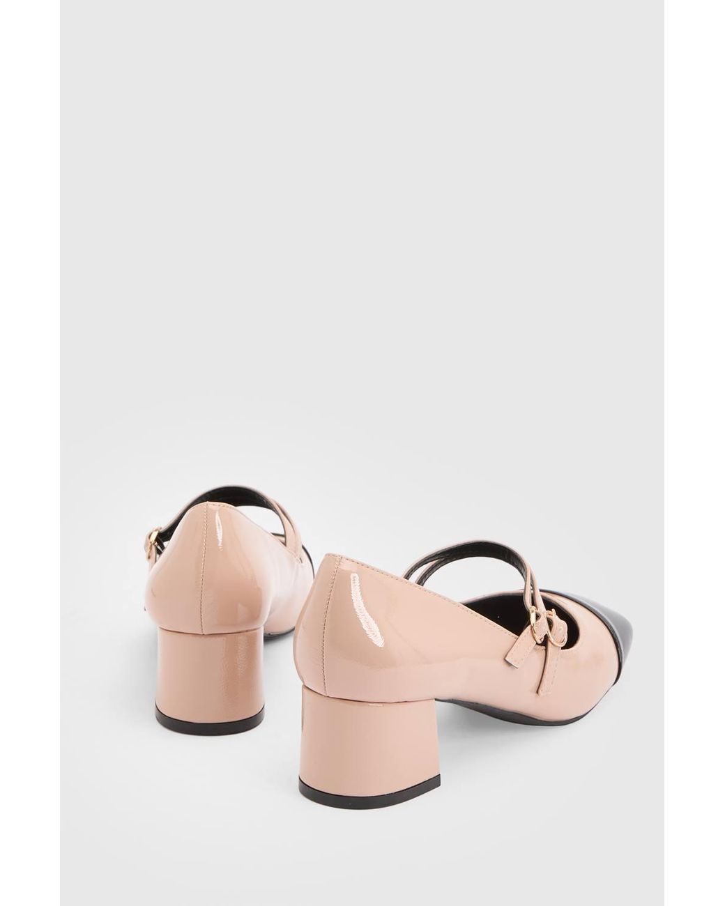 Oasis Blue Clair Faux Leather Toe Cap Block Heel Mary Janes
