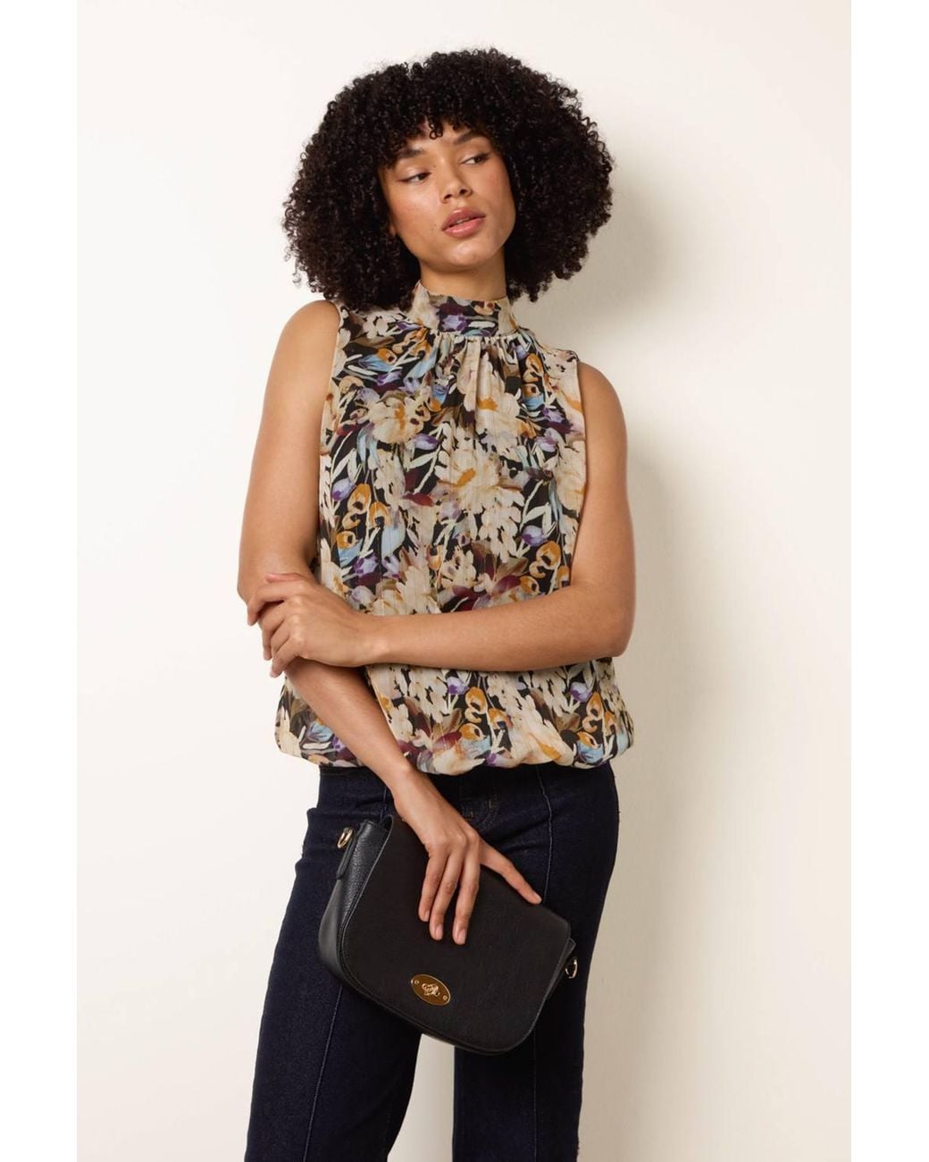 Blue Vanilla Black Sleeveless Turtleneck Blouse