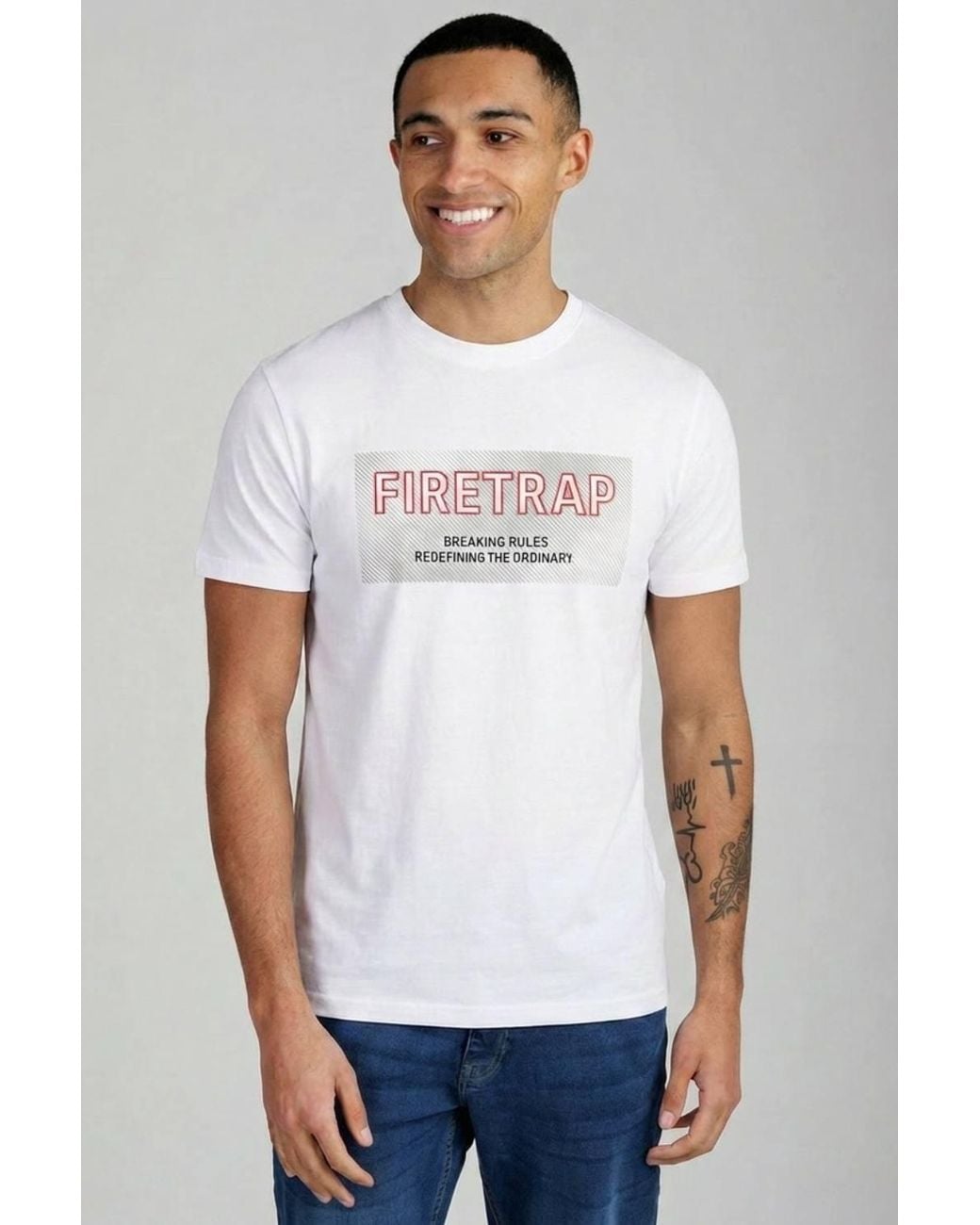 Firetrap Blue 3 Pack Regular Fit Cotton Crew T-Shirts for men