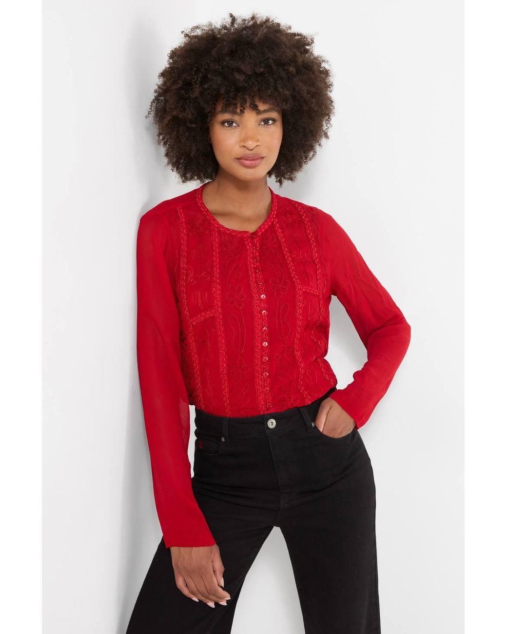 Joe Browns Emily Embroidered Button Through Blouse With Cami