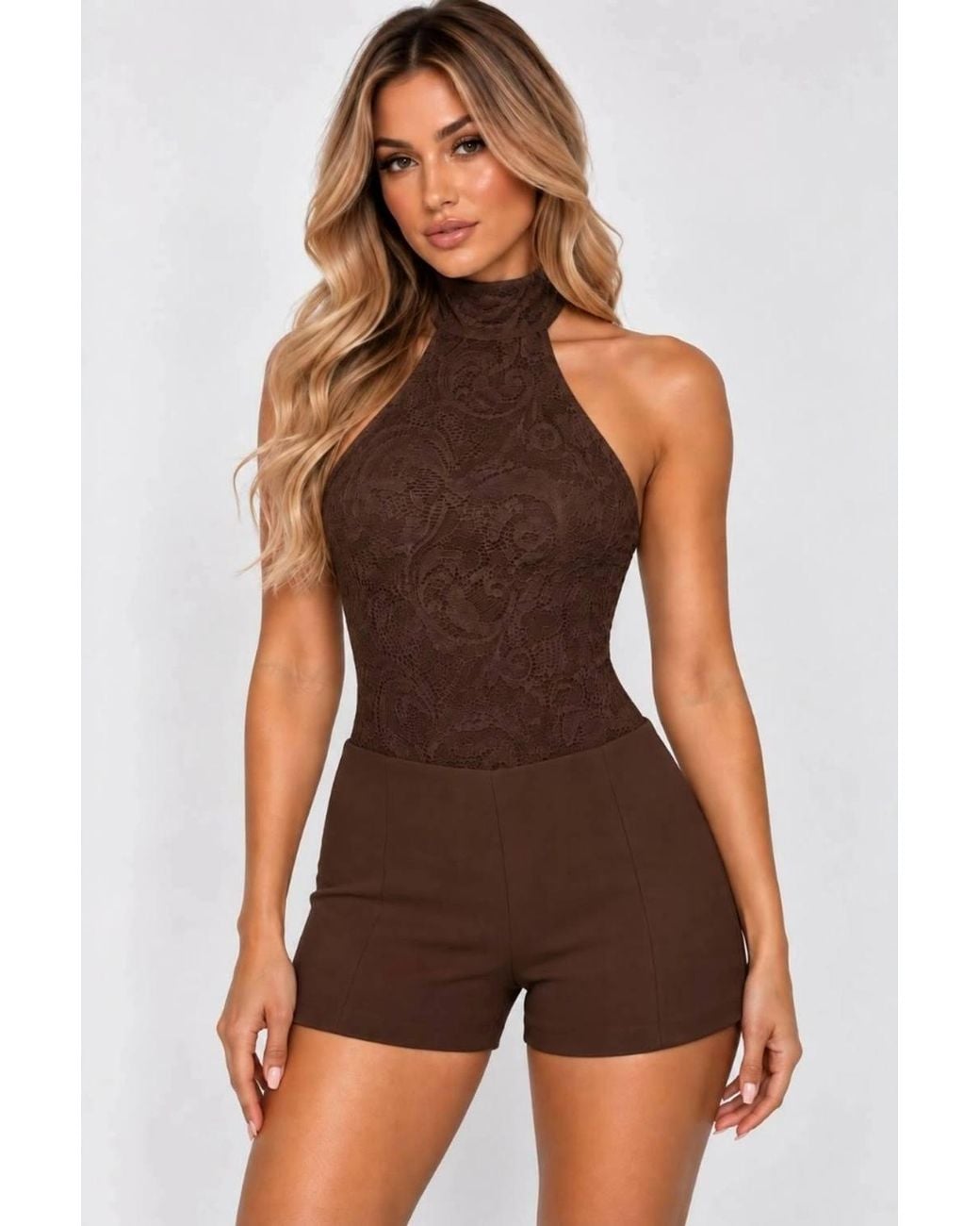 Stylewise Brown Floral Lace