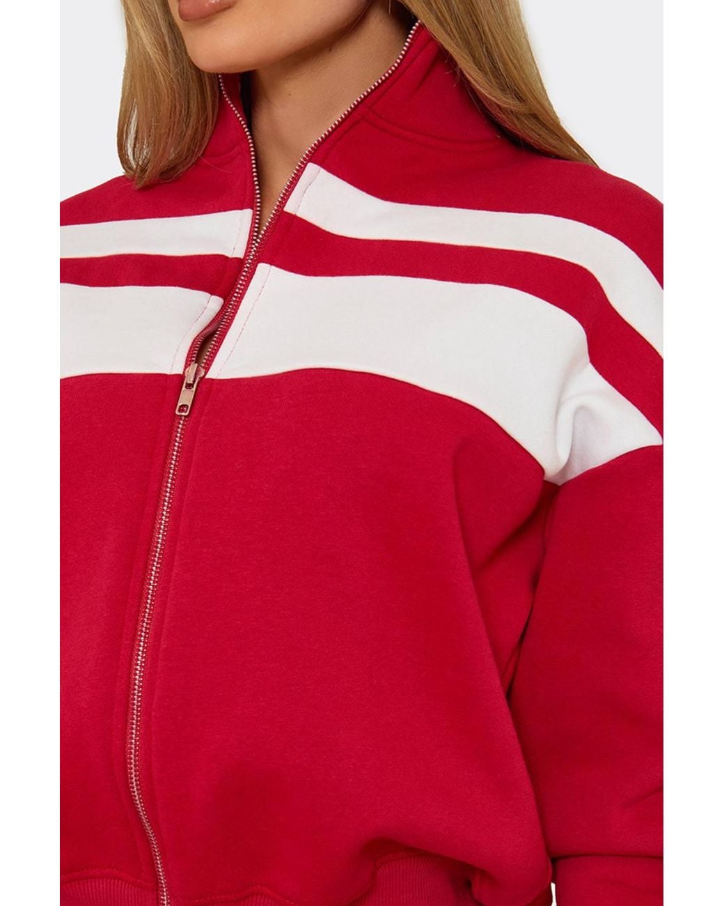 EGO Red Long Sleeve Zip Sweatshirt