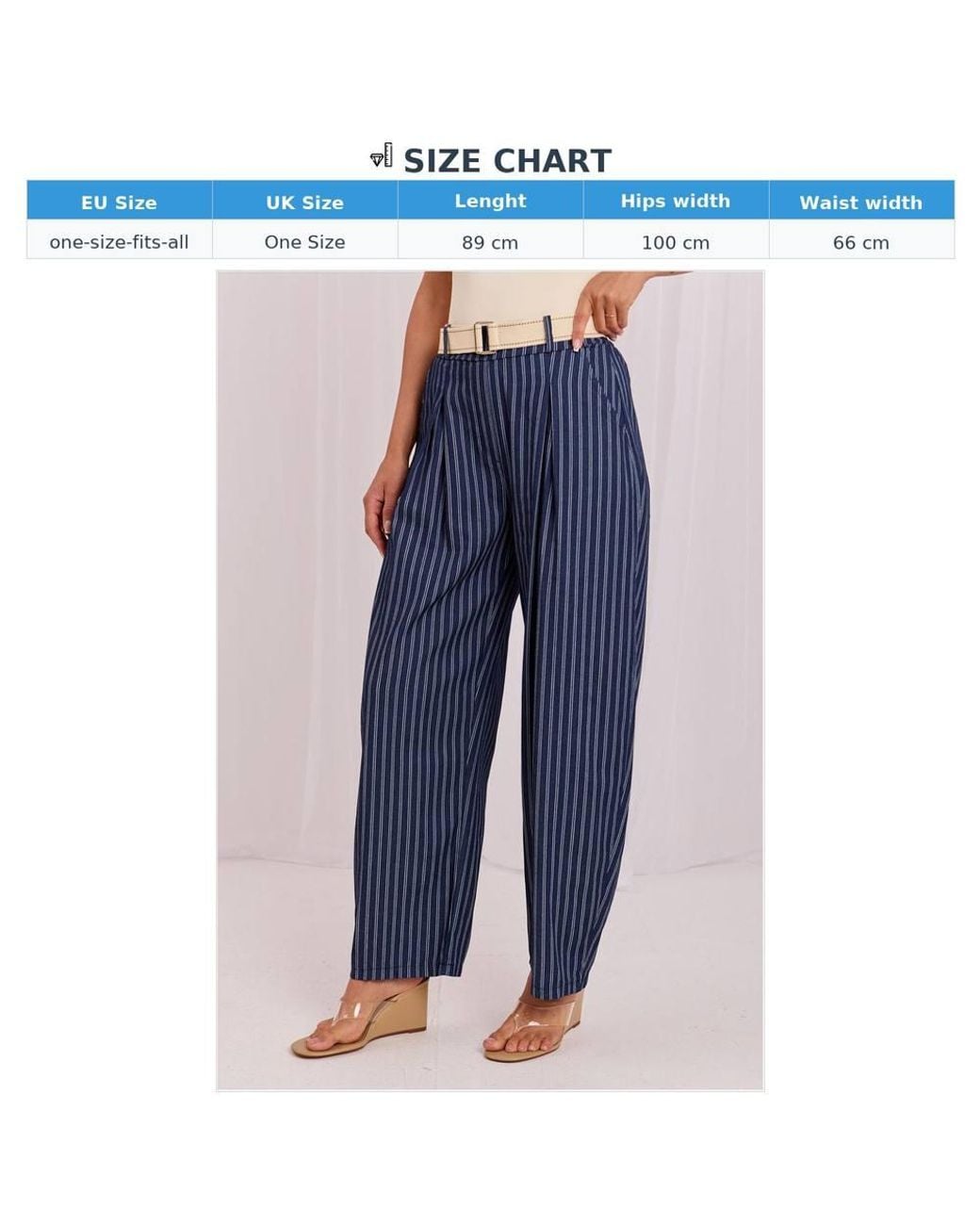 Love Lace Blue Cotton High Waisted Tapered Trousers