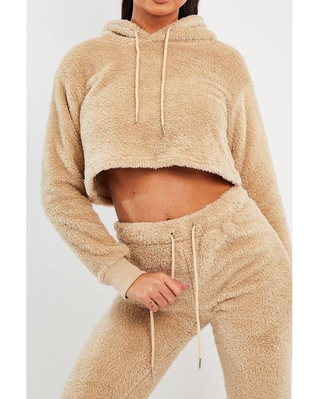 Rebellious Fashion Black Amyia Cropped Teddy Hoodie