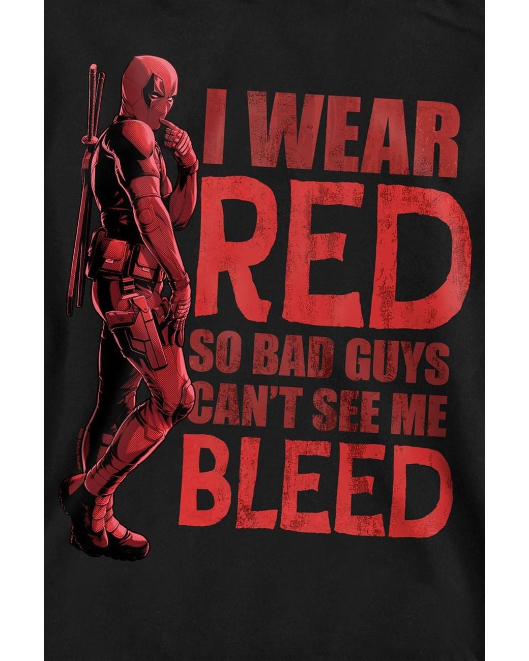Marvel Black Deadpool Wolverine Wear Can'T See Me Bleed Sweatshirt