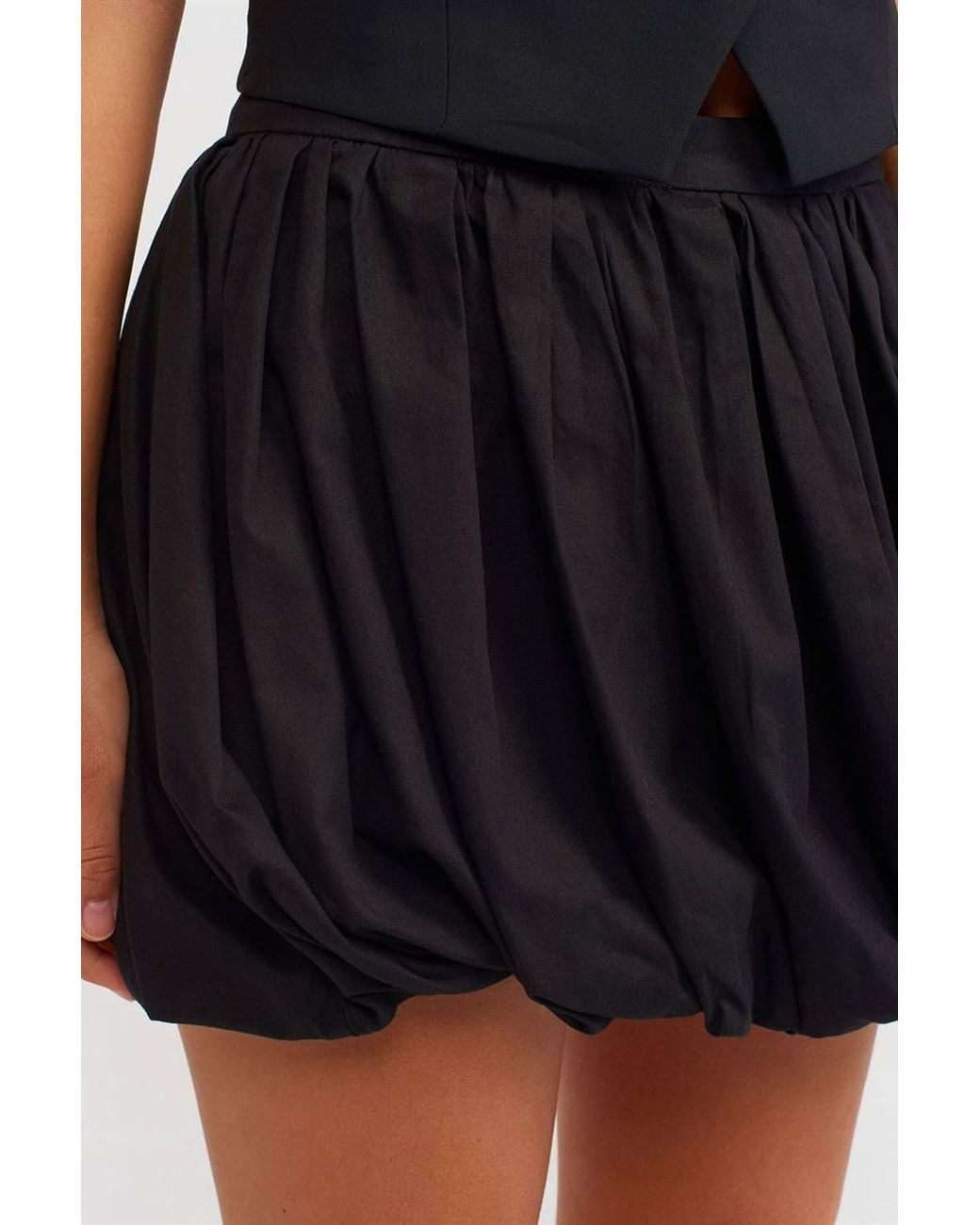 Dilvin Blue Cotton Poplin Balloon Mini Skirt