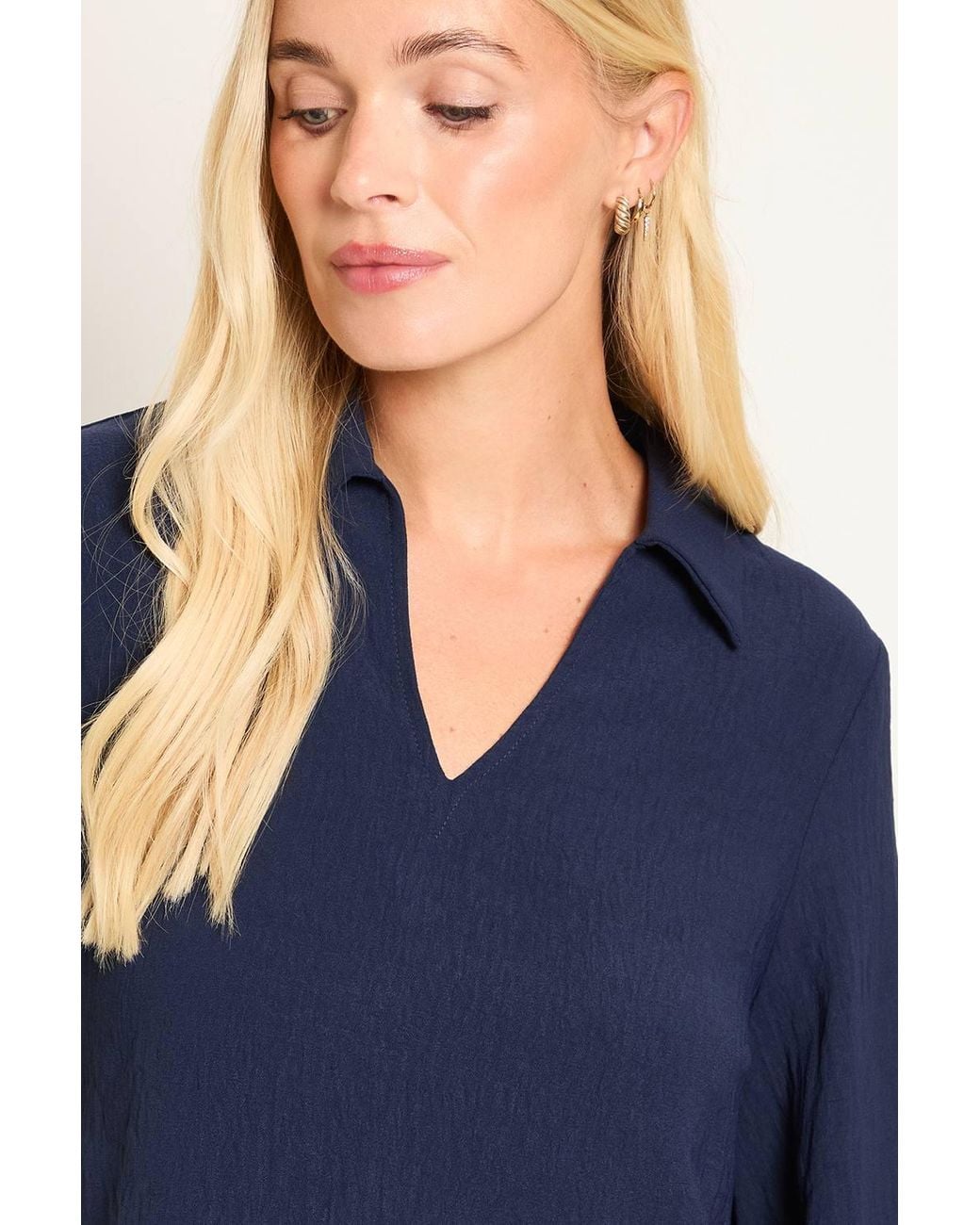 Wallis Blue Petite Collared Woven Blouse