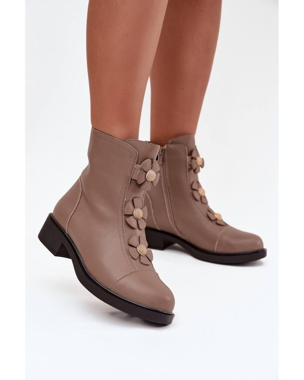 Love Lace Brown Everyday Warm Lined Ankle Boots With Zip