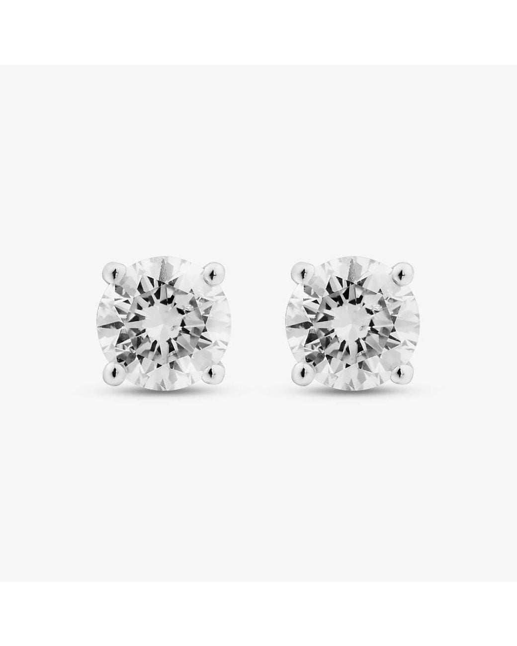 T.H.Baker Metallic 9Ct 0.75Ct Round Cut Diamond Stud Earrings The2534-75 (Wg)