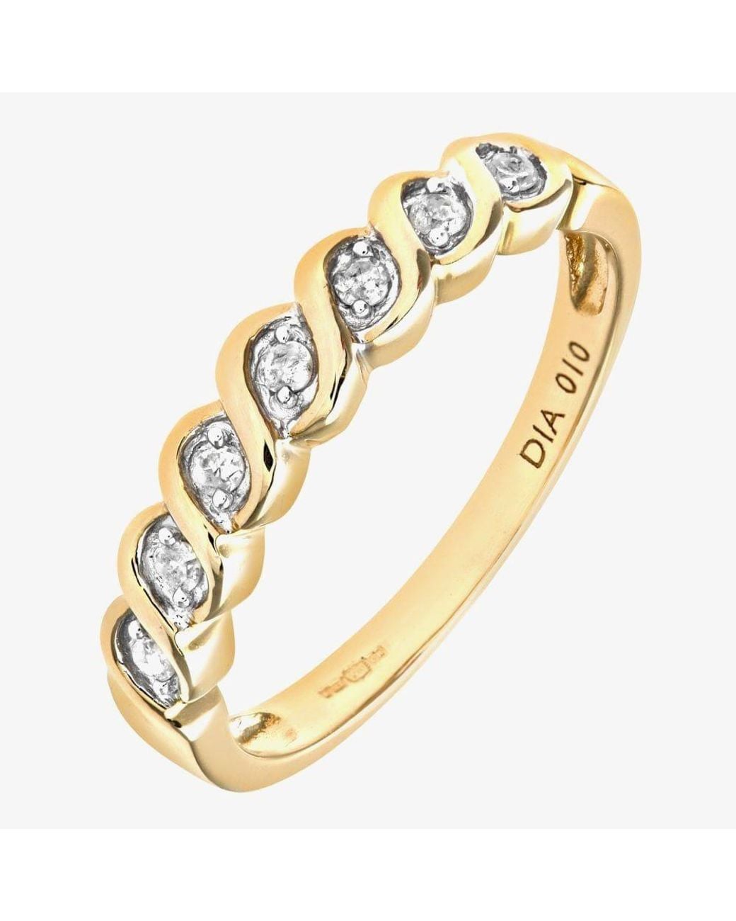 T.H.Baker Metallic 9Ct 0.10Ct Diamond Swirl Half Eternity Ring