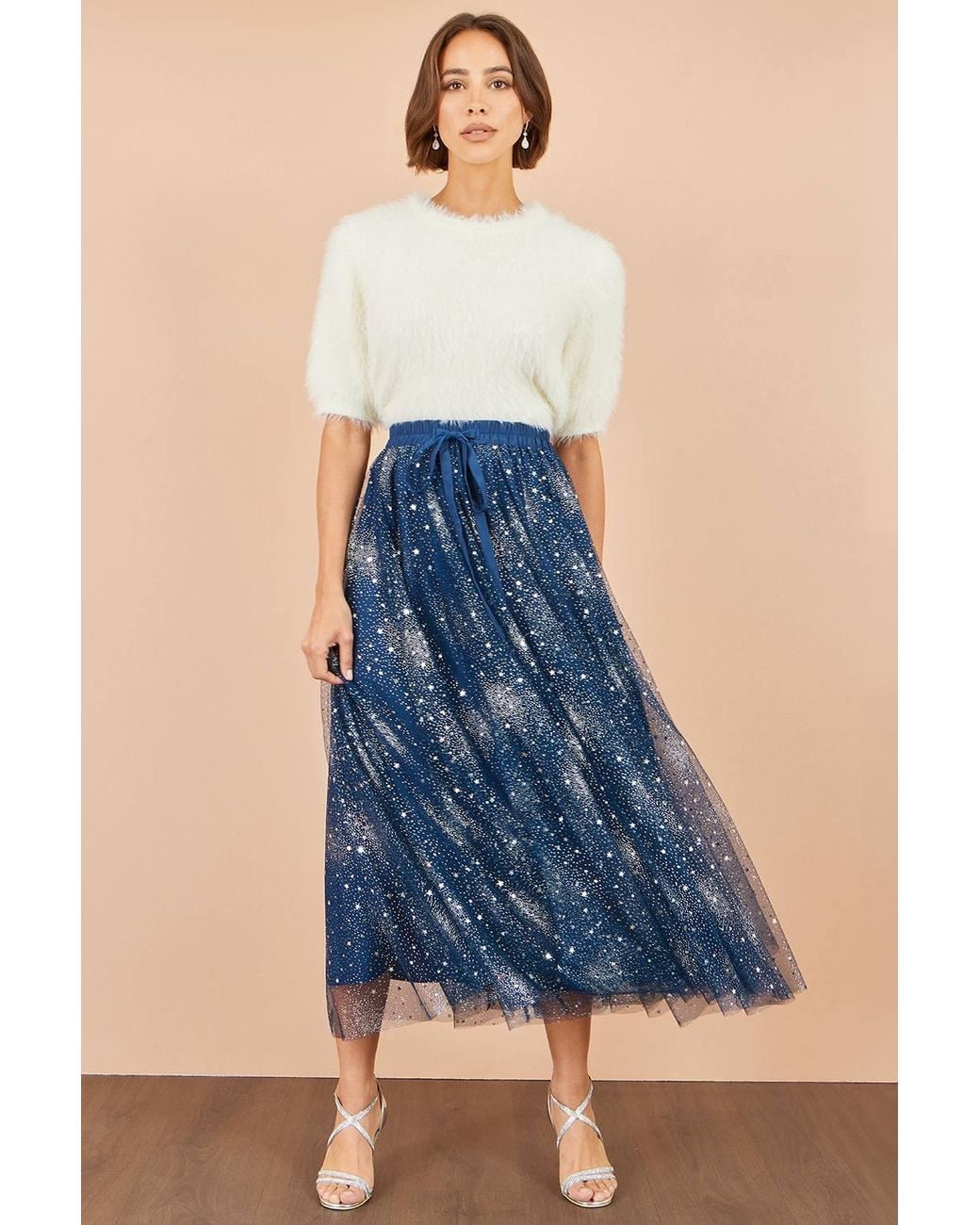 Yumi' Blue Star Sparkle Tulle Skirt