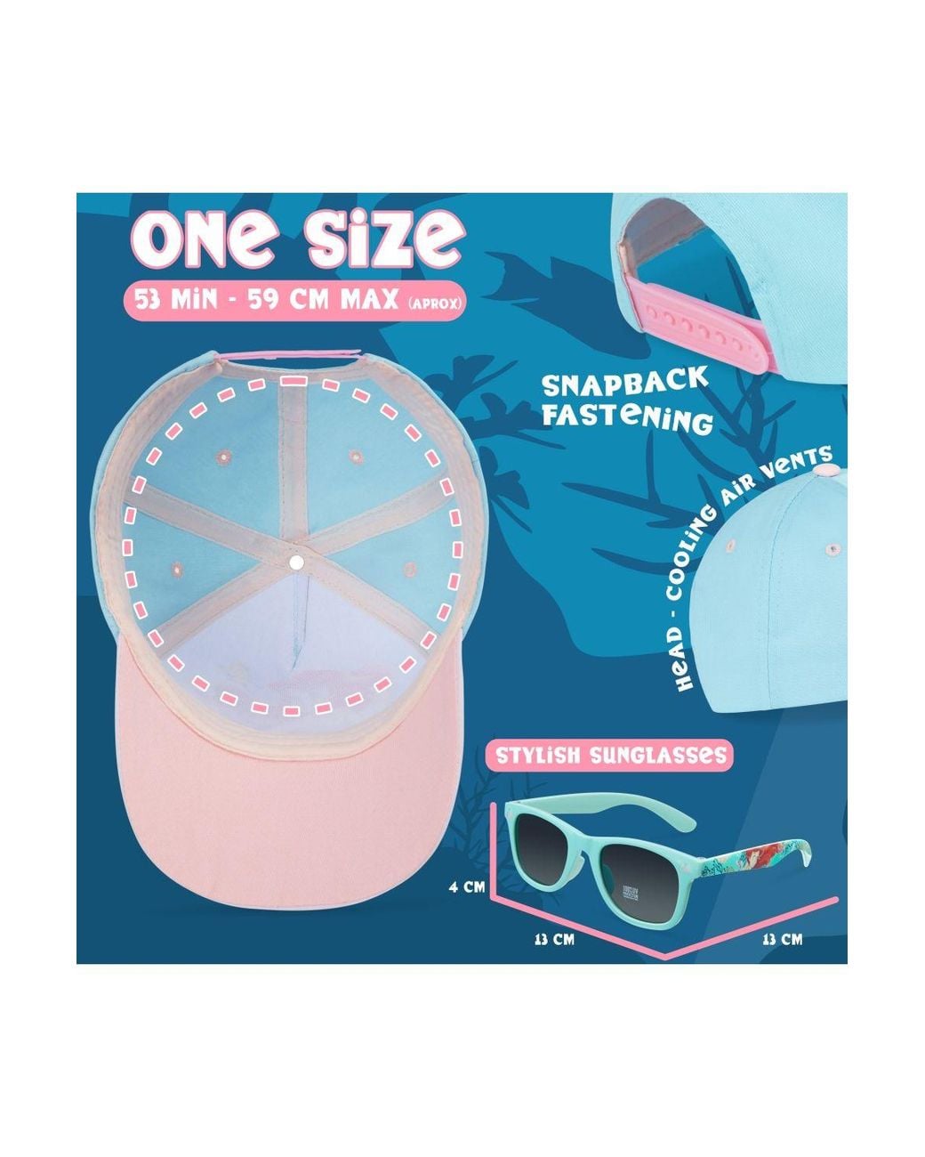 Disney White Little Mermaid Cap & Sunglasses