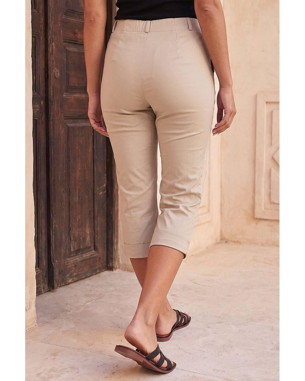 Roman Natural Frill Pocket Stretch Crop Trouser