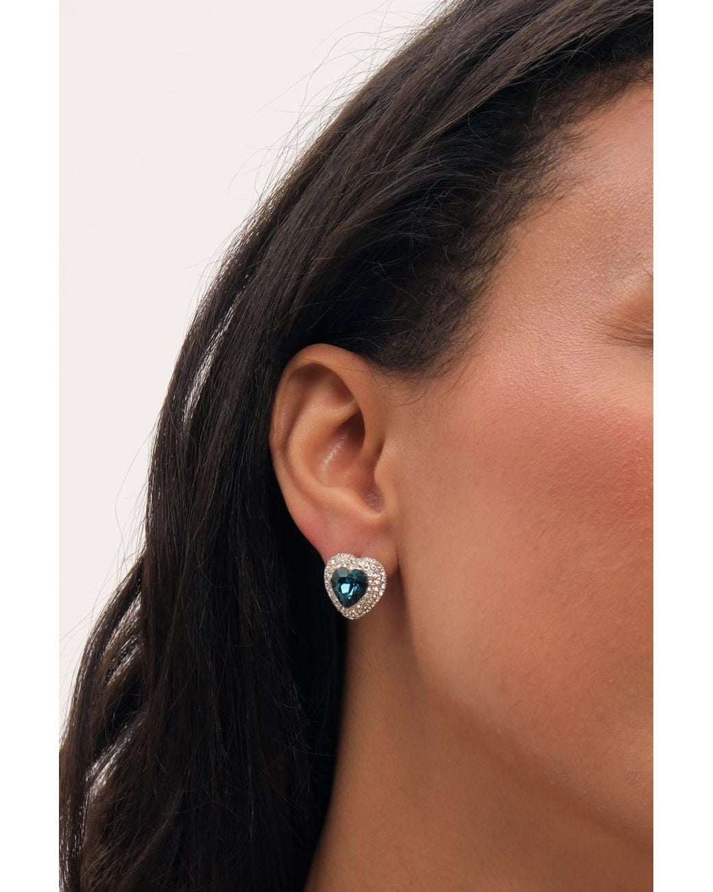 Jon Richard Blue Plated & Sapphire Heart Earrings