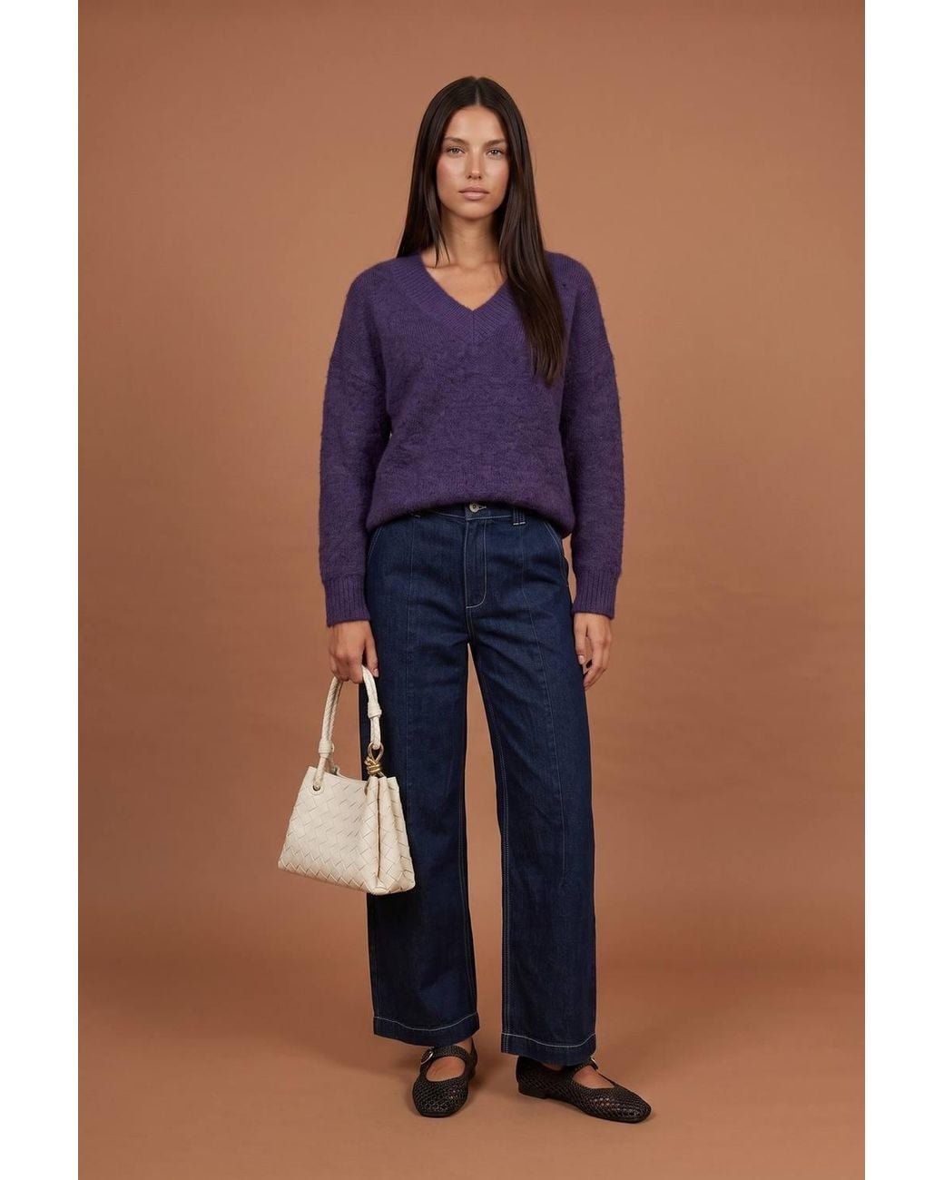 Urban Bliss Blue Wool Blend V Neck Jumper